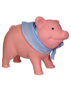 Hucha de Cerdo de Goma Schylling Rosa 19 cm con Bufanda