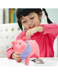 Hucha de Cerdo de Goma Schylling Rosa 19 cm con Bufanda 2