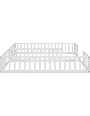 Cama de Piso Doble Twin ASKVDL con Barandillas y Cerca Blanca