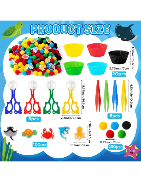 Rellenos Sensoriales EZdhuawuse 387Pcs Animales Marinos