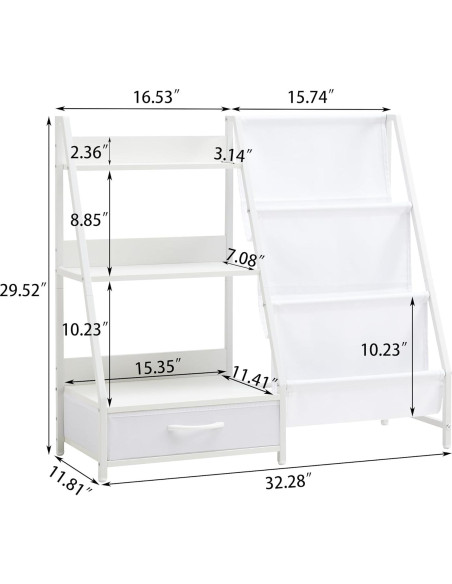 Estantería Organizador de Juguetes para Niños BXKX 3 Niveles Blanco