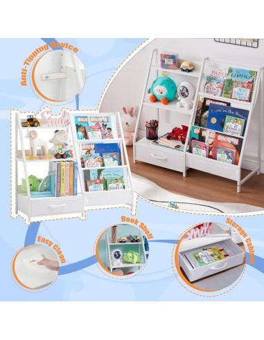 Estantería Organizador de Juguetes para Niños BXKX 3 Niveles Blanco