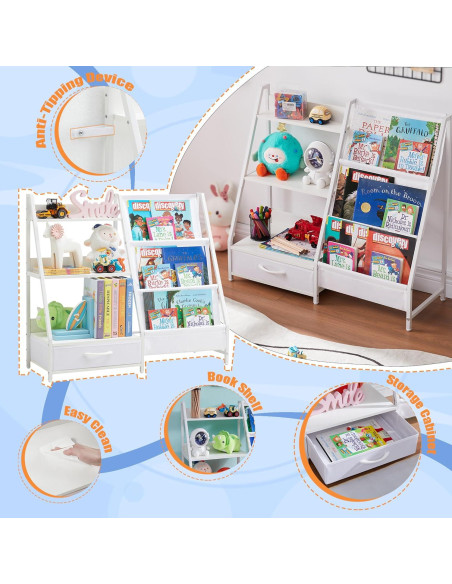 Estantería Organizador de Juguetes para Niños BXKX 3 Niveles Blanco