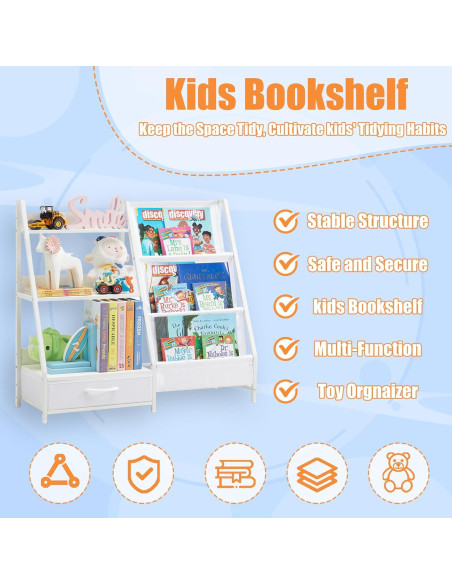 Estantería Organizador de Juguetes para Niños BXKX 3 Niveles Blanco
