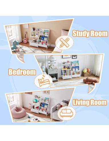 Estantería Organizador de Juguetes para Niños BXKX 3 Niveles Blanco