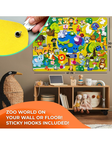 Tablero de Fieltro Zoológico QUOKKA 104x76 cm para Niños