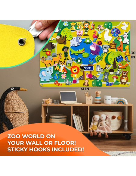 Tablero de Fieltro Zoológico QUOKKA 104x76 cm para Niños