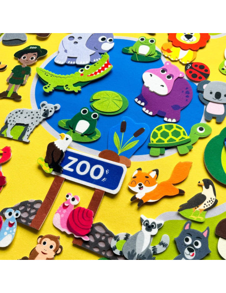 Tablero de Fieltro Zoológico QUOKKA 104x76 cm para Niños