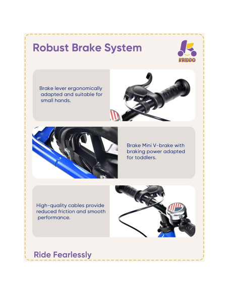 Bicicleta de Equilibrio KRIDDO Azul 12" para Niños 2-5 Años