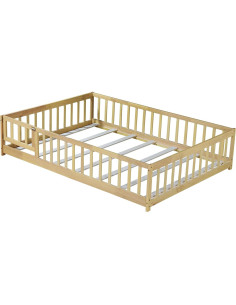 Cama de Piso Completo ASKVDL de Madera con Barandillas 2