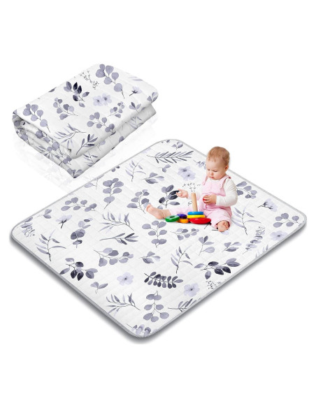 Alfombra de Juego Funtery 109x109 cm Hoja Acuarela Lavable