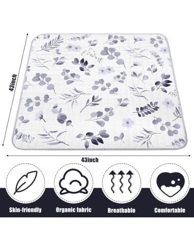 Alfombra de Juego Funtery 109x109 cm Hoja Acuarela Lavable