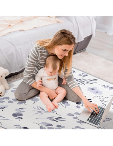 Alfombra de Juego Funtery 109x109 cm Hoja Acuarela Lavable