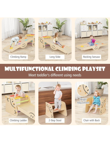 HONEY JOY Set de Escalada 6 en 1 para Niños - Madera de Pino
