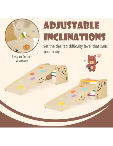 HONEY JOY Set de Escalada 6 en 1 para Niños - Madera de Pino