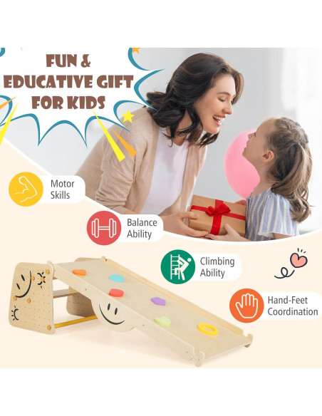 HONEY JOY Set de Escalada 6 en 1 para Niños - Madera de Pino HONEY JOY Set de Escalada 6 en 1 para Niños - Madera de Pino