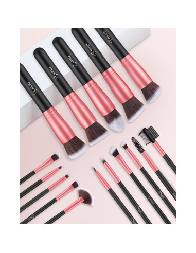 Juego de Brochas de Maquillaje BESTOPE 16 Pcs Sintéticas