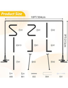 Soporte de Banner Ajustable HAITRAL Negro 3.04x2.13 m 2