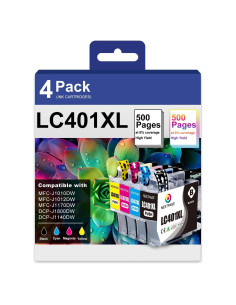 Cartuchos de tinta LC401XL NEXTPAGE para Brother MFC-J1010DW - Paquete de 4