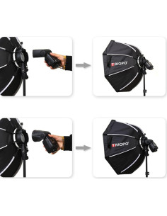 Softbox Octagonal Triopo KX90 90cm con Rejilla para Flash Godox 2