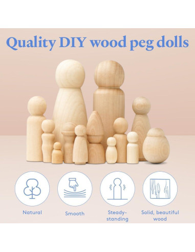 Muñecas de Madera en Miniatura 2.86 cm Woodpeckers - Paquete de 100