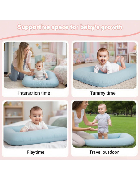 Cojín Orgánico para Bebés 0-24 Meses Algodón Suave Azul Cojín Orgánico para Bebés 0-24 Meses Algodón Suave Azul