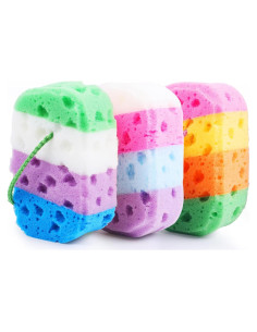 3 Esponjas Exfoliantes de Baño Loofah Suaves y Coloridas
