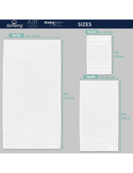 Juego de Toallas de Baño Softerry - 100% Algodón - 6 Piezas Juego de Toallas de Baño Softerry - 100% Algodón - 6 Piezas