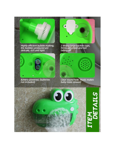 Juguete de baño musical dinosaurio INSHUEY con burbujas
