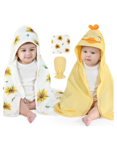 Conjunto de Toallas de Baño con Capucha UKMOT 2 Piezas Bambú 71x71cm