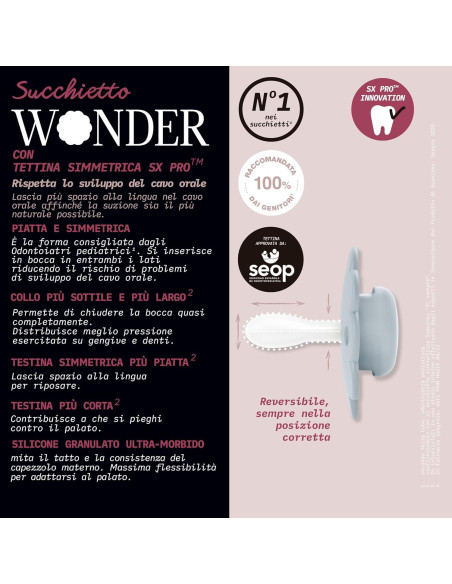Chupete Suavinex Wonder Baby 0-6 Meses 2 Piezas Gris/Mauve