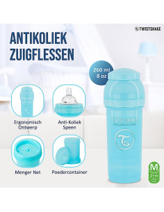 Botella Anti-Cólicos Twistshake 260ml con Contenedor y Mezclador 2