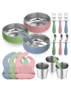 Set de Alimentación para Bebés Yinder 15 Piezas Silicona Acero Inoxidable