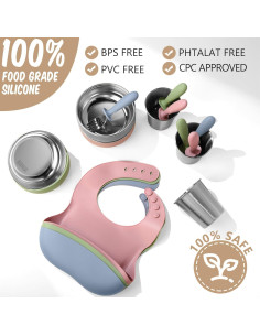 Set de Alimentación para Bebés Yinder 15 Piezas Silicona Acero Inoxidable 2