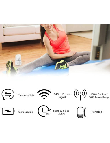 Monitor de Audio para Bebés Yunseity 2.4GHz con Luz Nocturna