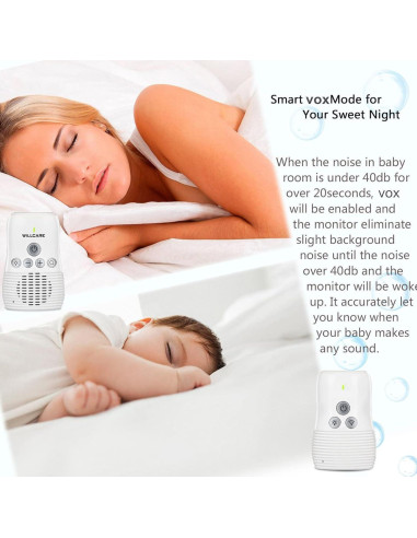 Monitor de Audio para Bebés Yunseity 2.4GHz con Luz Nocturna