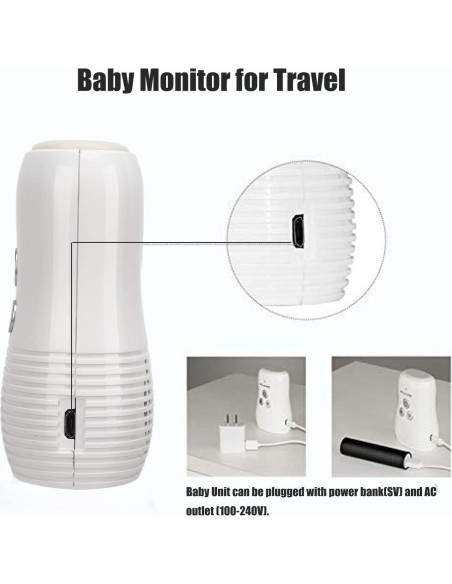 Monitor de Audio para Bebés Yunseity 2.4GHz con Luz Nocturna