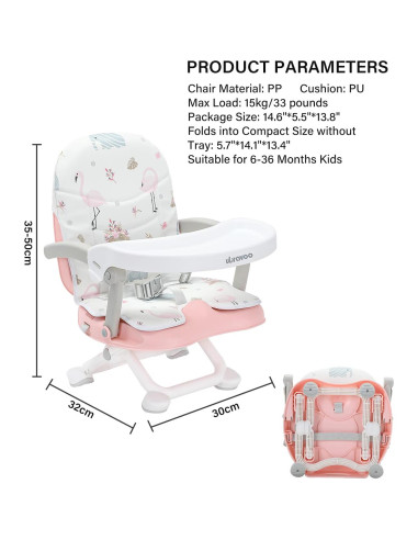 Asiento Elevador Portátil UBRAVOO ACE1013 para Niños 2 en 1