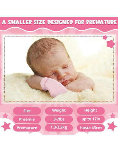 12 Pares de Mitones para Bebés Prematuros Eurzom Algodón