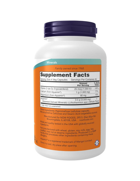 NOW Foods Algas Rojas Minerales + Vitamina D-2 180 Cápsulas Veganas