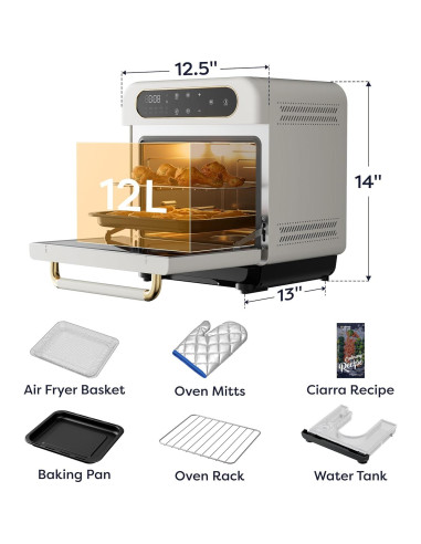 Horno de Aire 8-en-1 CIARRA 13QT Blanco con Vapor