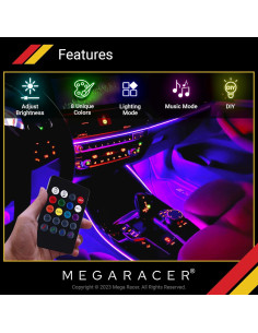Luces LED Multicolor Mega Racer para Interior de Coche 2