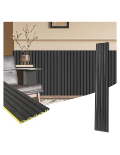 Paneles de Wainscoting WPC Art3d 16 Piezas 121.9x15.2cm Negro