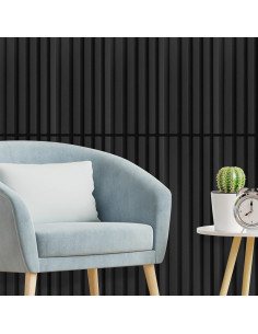 Paneles de Wainscoting WPC Art3d 16 Piezas 121.9x15.2cm Negro 2