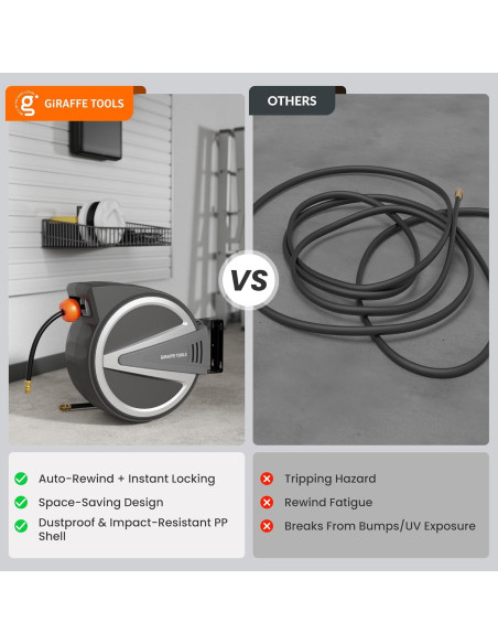 Carrete de Manguera de Aire Retráctil Giraffe Tools 15.24 m