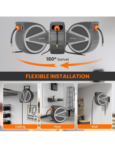 Carrete de Manguera de Aire Retráctil Giraffe Tools 15.24 m