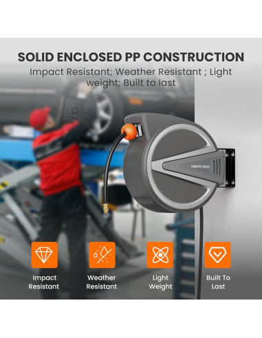 Carrete de Manguera de Aire Retráctil Giraffe Tools 15.24 m