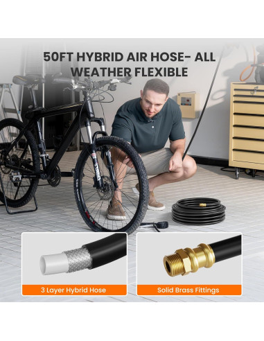 Carrete de Manguera de Aire Retráctil Giraffe Tools 15.24 m