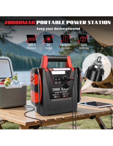 Arrancador de Batería FlyAuto HH604 2000A con Compresor 260 PSI