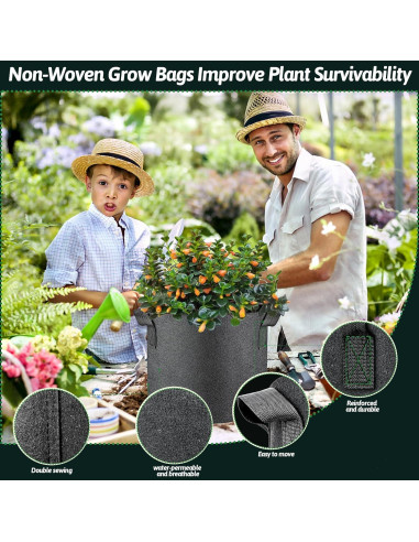 5 Bolsas de Crecimiento de Plantas 19L Lucdnc - Tela Transpirable